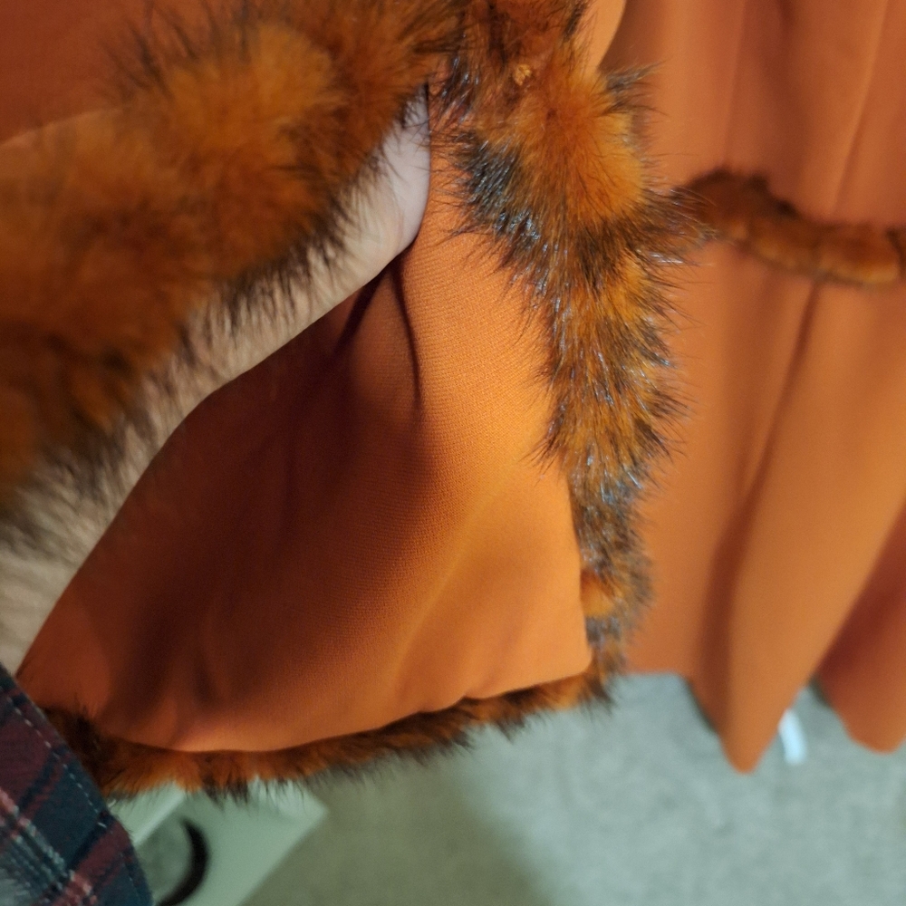 Lily and Taylor Orange Fur-Trimmed Coat - Picture 3 of 8